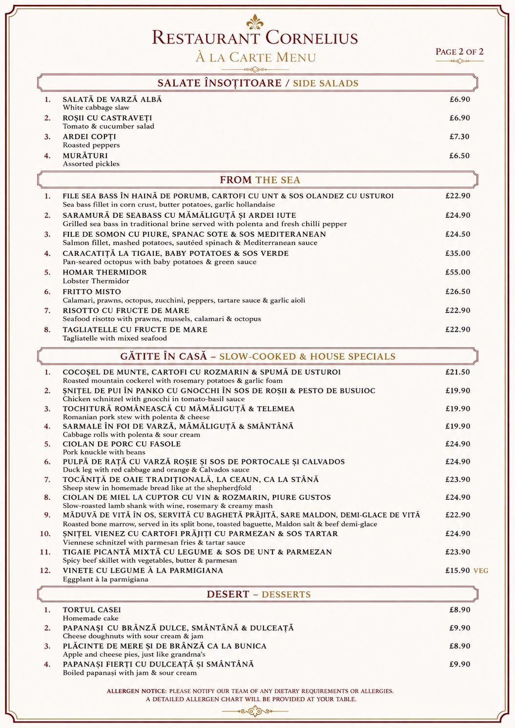Meniu à la carte pagina 2